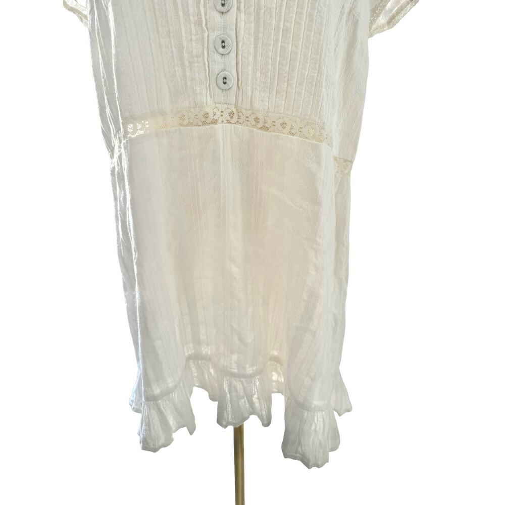Urban Outfitters Babydoll White Short Dress Coquette Lace Ruffle Bohemian Large - Picture 5 of 15